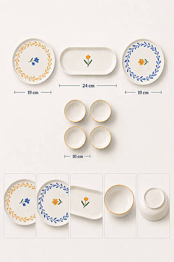 10 Parça 4 Kişilik Vivia Stoneware Kahvaltı Takımı - Özel Desenli Kahvaltılık Servis Sunum Seti - 3