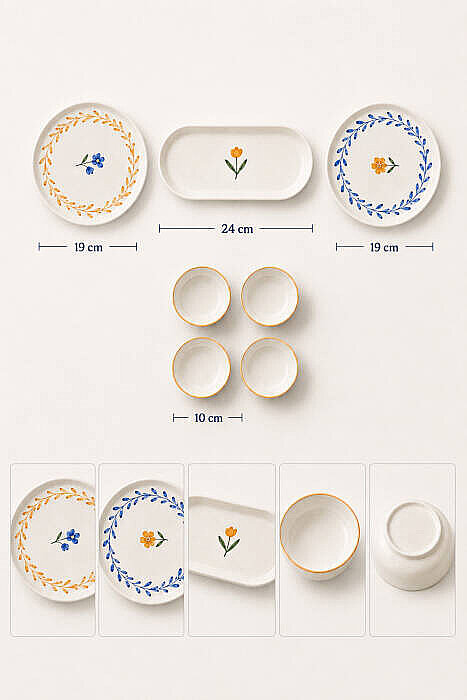 10 Parça 4 Kişilik Vivia Stoneware Kahvaltı Takımı - Özel Desenli Kahvaltılık Servis Sunum Seti - 3