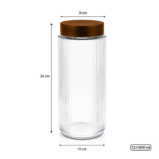 12’li Jumbo Boy Kapaklı Cam Erzak Kavanozu Saklama Kabı 1500 ml - 3