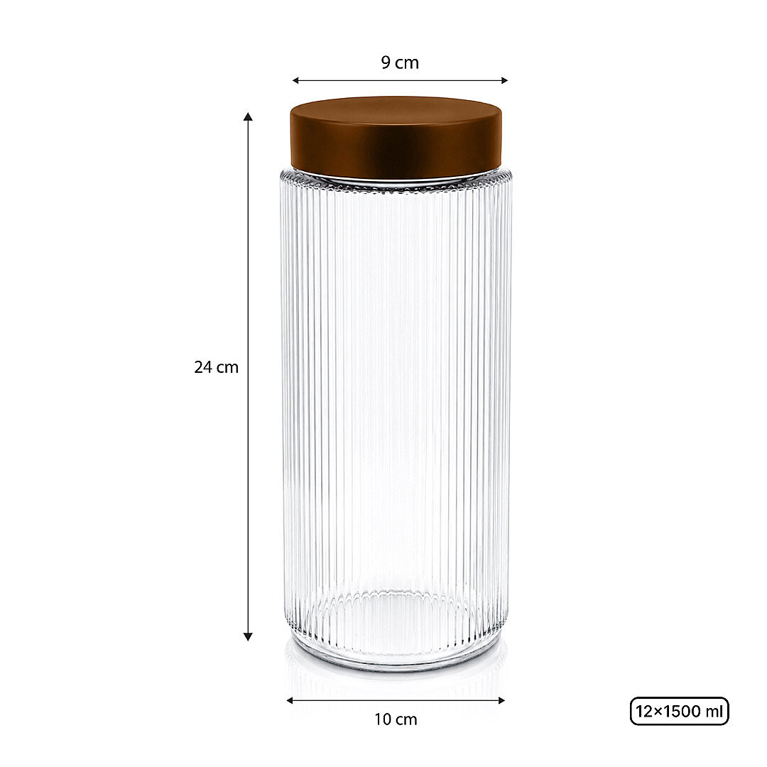 12’li Jumbo Boy Kapaklı Cam Erzak Kavanozu Saklama Kabı 1500 ml - 3