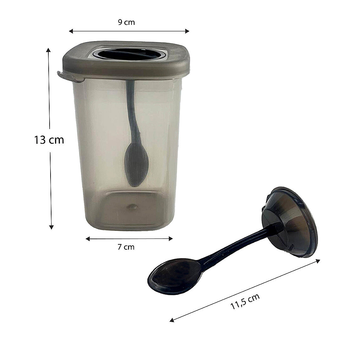 12li Kendinden Kaşıklı Baharatlık Seti 450 ml - Etiketli Kilitlenebilir Kapaklı Baharatlık Saklama Kabı - 4