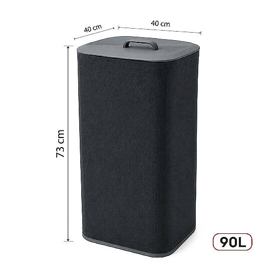 2 Bölmeli Kirli Çamaşır Sepeti Yıkanabilir 90 LT - Büyük Boy Katlanabilir Kirli Sepeti Organizer - 4