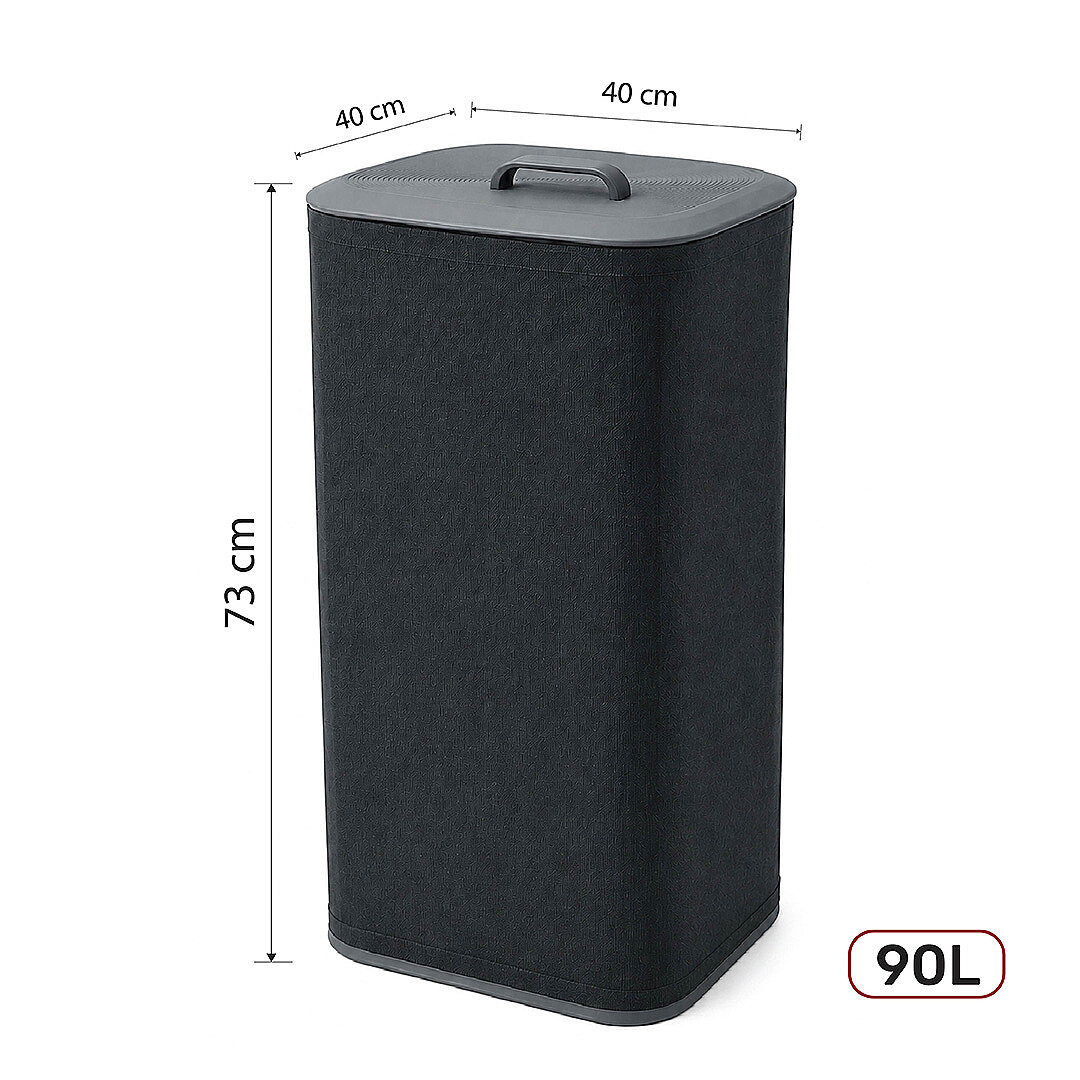 2 Bölmeli Kirli Çamaşır Sepeti Yıkanabilir 90 LT - Büyük Boy Katlanabilir Kirli Sepeti Organizer - 4