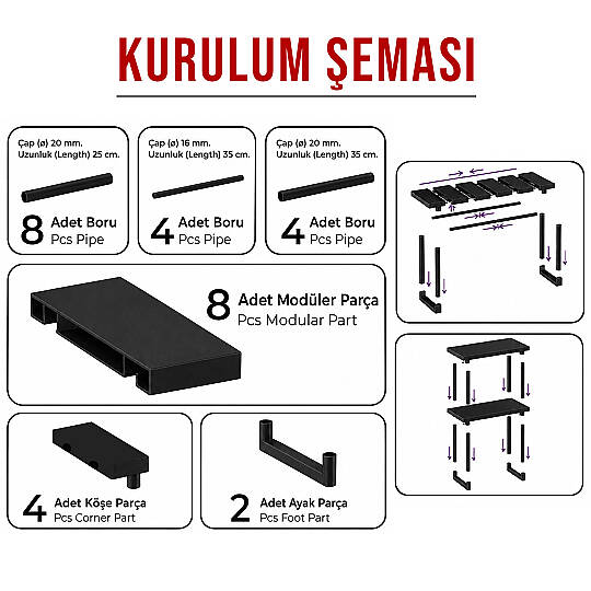 2 Katlı Ayarlanabilir Genişletilebilir Tezgahaltı Düzenleyici Raf Banyo Mutfak Organizer Deterjanlık - 4