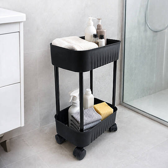 2 Katlı Tekerlekli Tezgah Altı Banyo Mutfak Rafı Çok Amaçlı Dolap Düzenleyici Organizer Deterjanlık