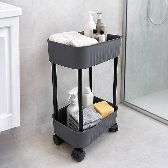 2 Katlı Tekerlekli Tezgah Altı Banyo Mutfak Rafı Çok Amaçlı Dolap Düzenleyici Organizer Deterjanlık