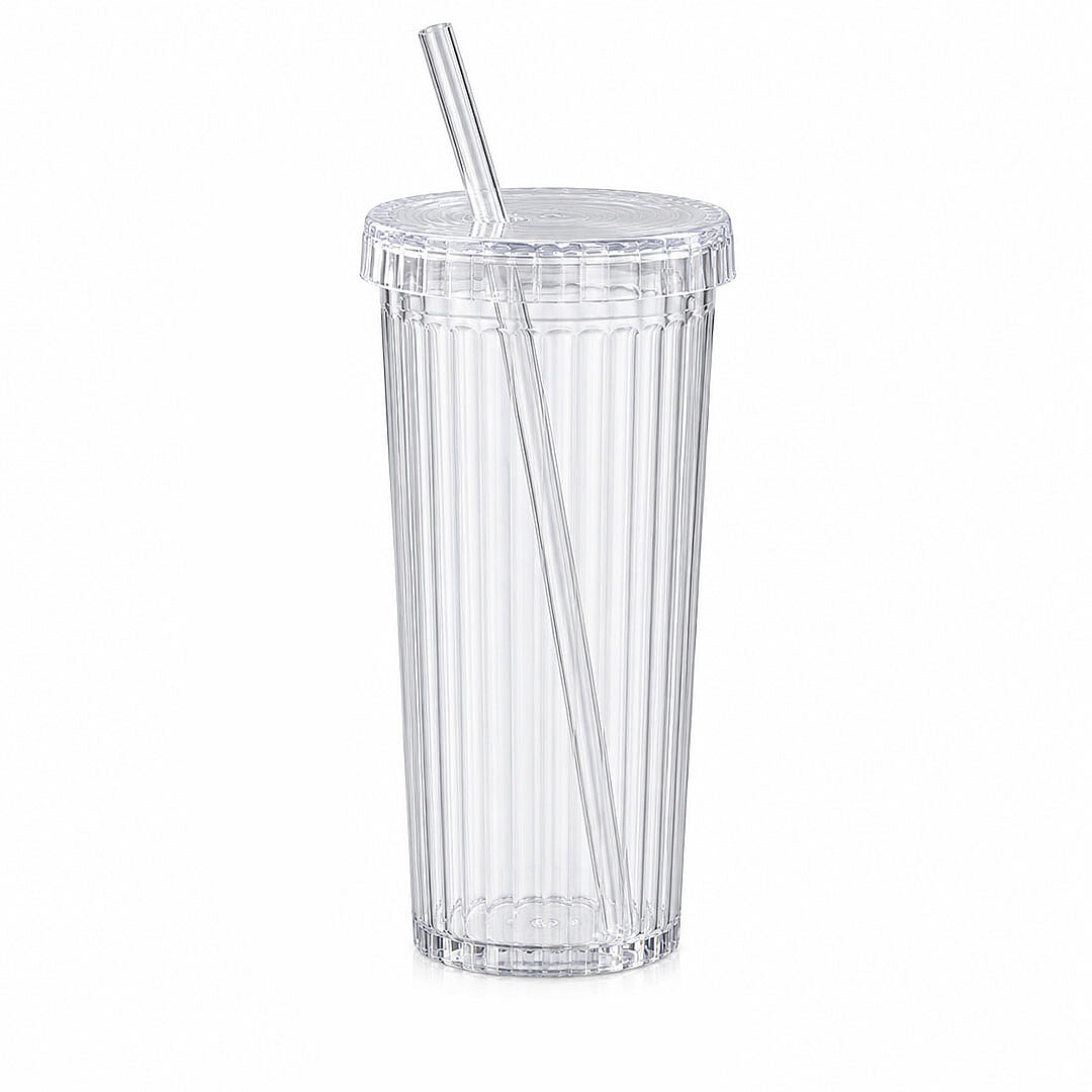 2li Cam Pipetli Kahve & Milkshake Bardağı - Şeffaf Mika Smoothie Soğuk İçecek Bardağı - 3