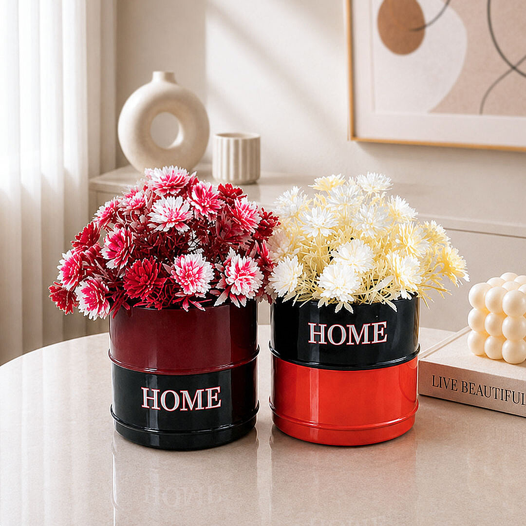 2li Fiora Dekoratif Yapay Çiçek Seti - Home Saksılı Balkon Salon Mutfak Ofis Dekor Çiçeği - 1