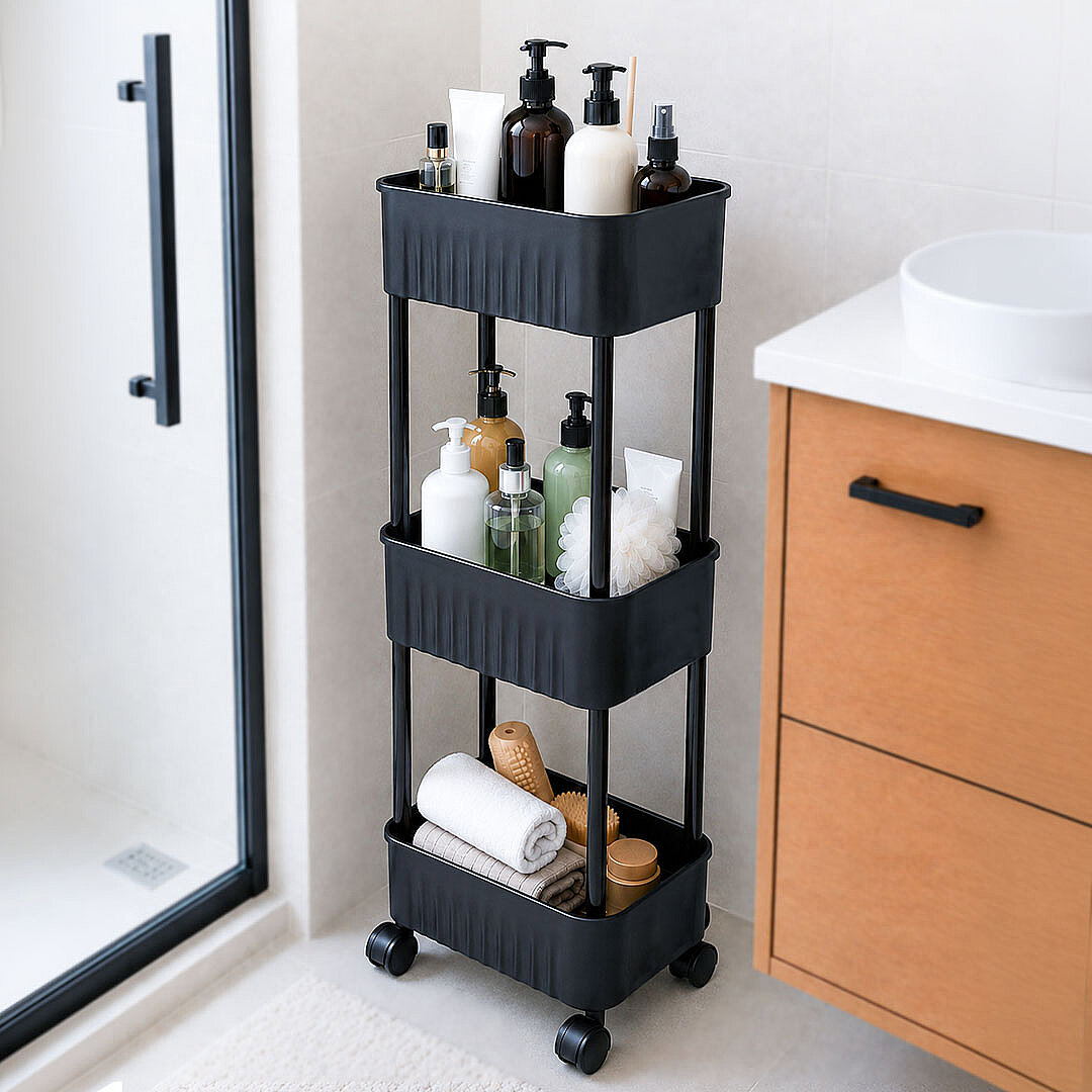3 Katlı Tekerlekli Tezgah Altı Banyo Mutfak Rafı Dolap Düzenleyici Organizer Deterjanlık Sebzelik - 1