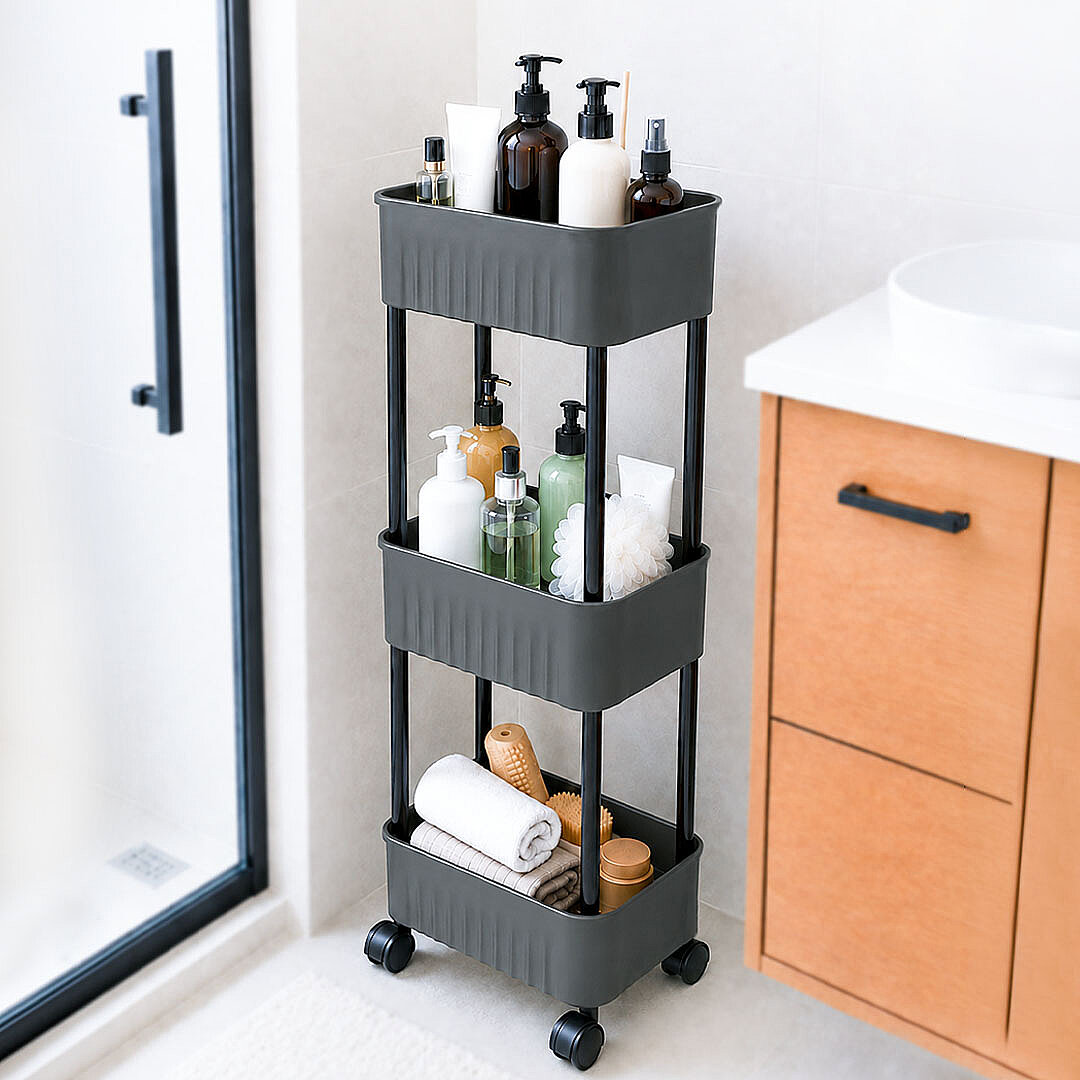 3 Katlı Tekerlekli Tezgah Altı Banyo Mutfak Rafı Dolap Düzenleyici Organizer Deterjanlık Sebzelik - 1