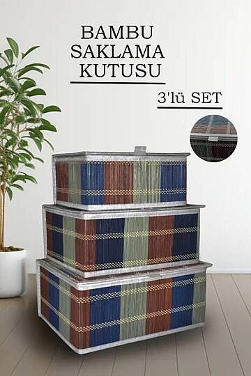 3lü Bambu Kapaklı Saklama Kutusu Seti – Çok Amaçlı Dekoratif Düzenleyici Sepet & Oyuncak Kutusu