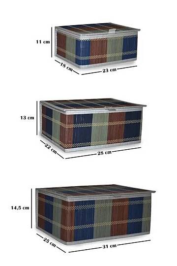 3lü Bambu Kapaklı Saklama Kutusu Seti – Çok Amaçlı Dekoratif Düzenleyici Sepet & Oyuncak Kutusu - 4