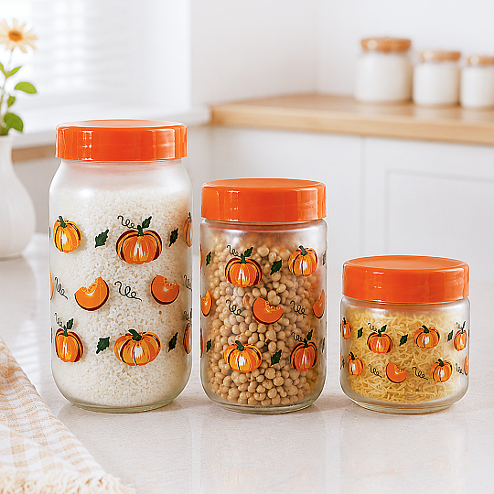 3lü Cam Kavanoz Seti - Tea Sugar Coffee Kavanozu 300 - 650 - 1000 ml Erzak Çay Kahve Saklama Kabı