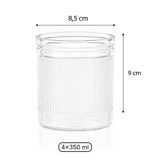4'lü Cam Tatlı ve Sunum Kasesi Seti – 350 ml Çizgili Cam Magnolia - Tiramisu ve Tatlı Kasesi - 3
