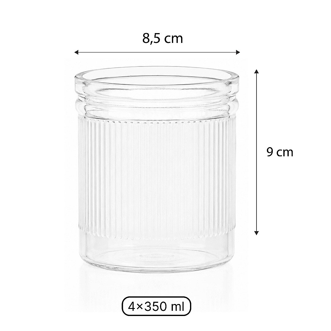 4'lü Cam Tatlı ve Sunum Kasesi Seti – 350 ml Çizgili Cam Magnolia - Tiramisu ve Tatlı Kasesi - 3