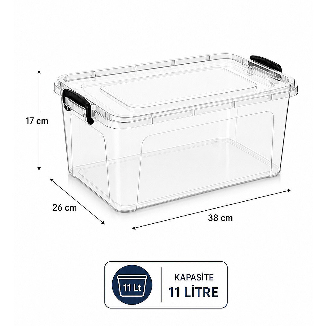 4lü Set 11 Lt Kilitli Un Bakliyat Erzak Saklama Kabı Çok Amaçlı Düzenleyici Oyuncak Deterjan Kutusu - 3