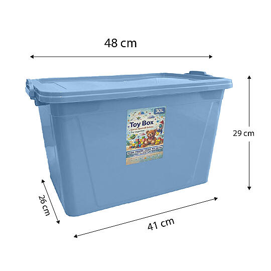 4lü Set - 30 Lt Kilitli Oyuncak Saklama Kutusu - Çok Amaçlı Organizer Kiler Erzak Çocuk Odası Düzenleyici Kasa - 3