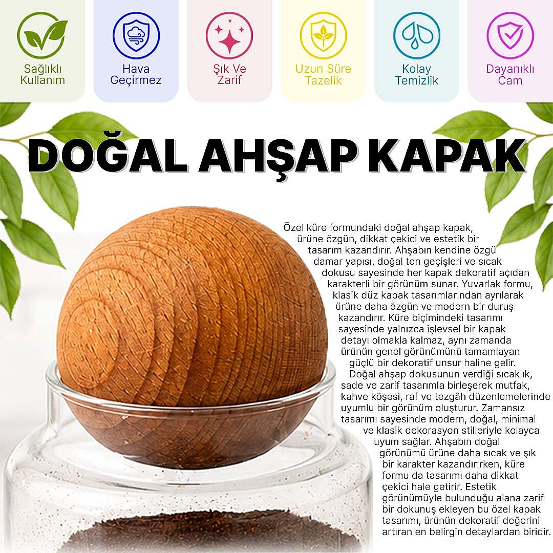 6 cm Bambu Top Kavanoz Kapağı - Cam Baharatlık & Kavanoz İçin Dekoratif Ahşap Yedek Kapak - 2