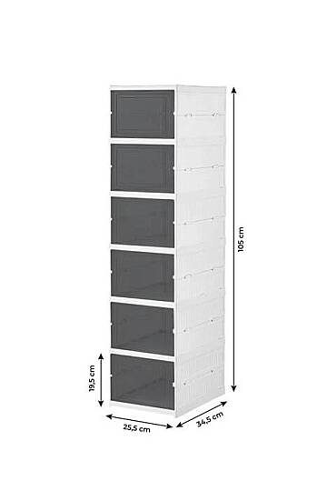 6 Katlı Modüler İstiflenebilir Ayakkabılık Ayakkabı Saklama Kutusu Set Çok Amaçlı Katlanabilir Dolap - 11