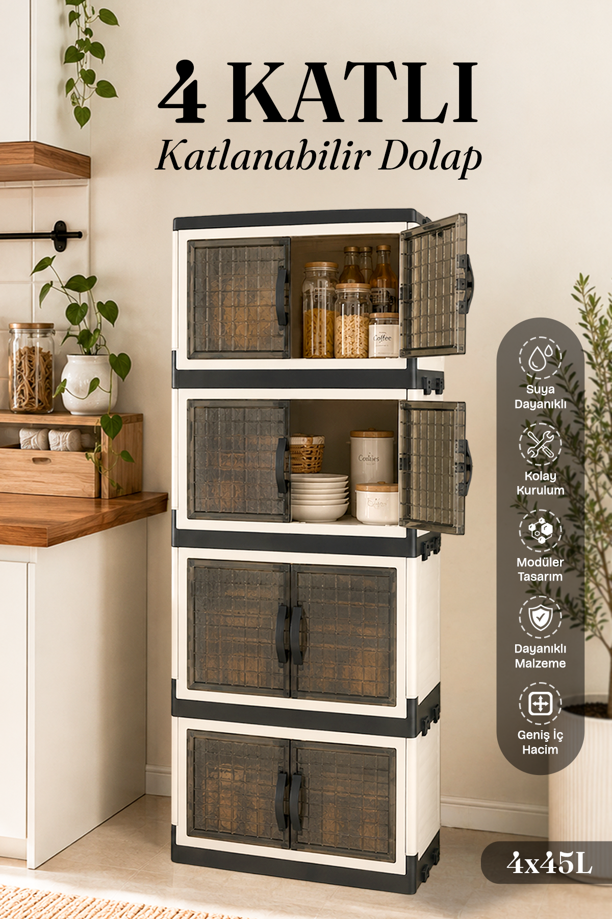 4 Katlı Katlanabilir Dolap ile Pratik ve Düzenli Yaşam Alanları | Naturelove