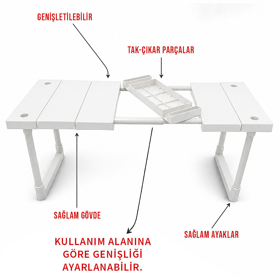 Ayarlanabilir Genişletilebilir Tezgah Altı Düzenleyici Raf Banyo Mutfak Dolap Organizeri Deterjanlık - 2