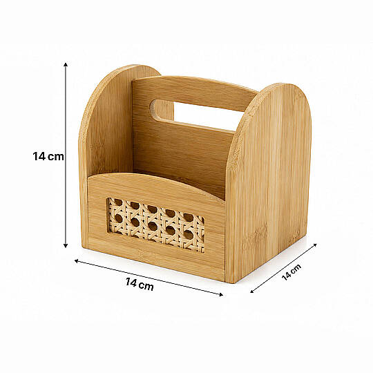 Bambu Bölmeli Kaşıklık - Tezgah Üstü Hazeranlı Spatula Kepçe Standı - Mutfak Düzenleyici Organizer - 3