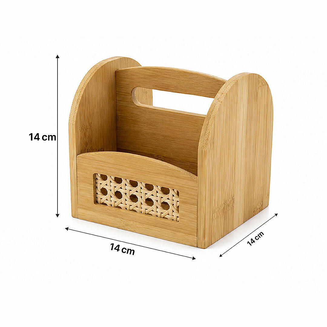 Bambu Bölmeli Kaşıklık - Tezgah Üstü Hazeranlı Spatula Kepçe Standı - Mutfak Düzenleyici Organizer - 3