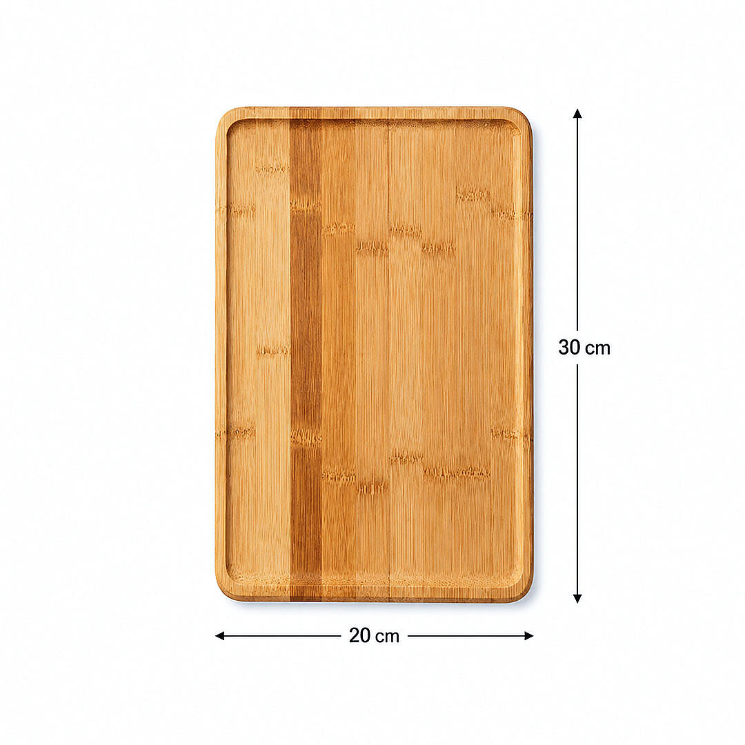 Bambu Sunum Tepsisi – Doğal Ahşap Kahvaltı Çay Kahve İkram Servis Tepsisi 20x30 cm - 3
