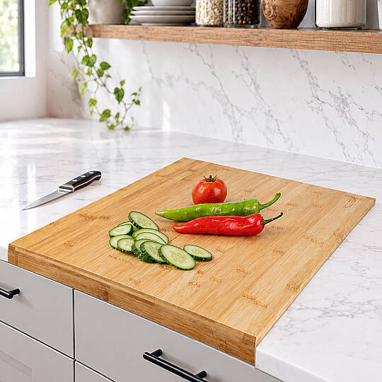 Büyük Boy Kenarlı 45x38x3,5 cm Bambu Mutfak Ekmek Kesme Tezgâhı Şef Usta Et Kesim Doğrama Oluklu