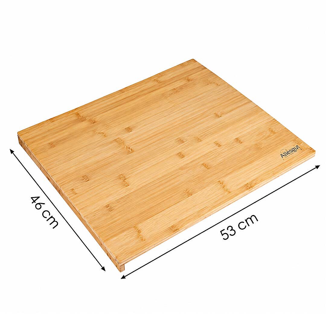 Büyük kalın 54x46x3,5 cm Bambu Mutfak Ekmek Kesme Tezgâhı Şef Usta Et Kesim Doğrama Oluklu - 3