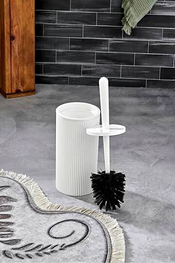 Çizgili Klozet Fırçası – Yuvarlak Kapaklı Hijyenik WC Tuvalet Banyo Temizleme Fırçası - 2