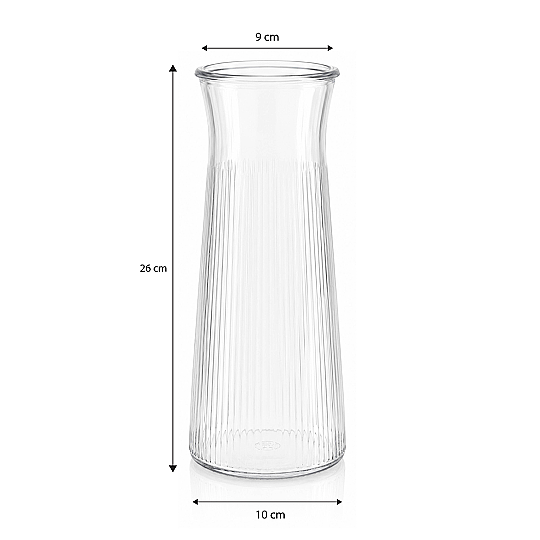 Dekoratif Cam Vazo - Modern Çizgili Şeffaf Çok Amaçlı Karaf 25 cm - 3