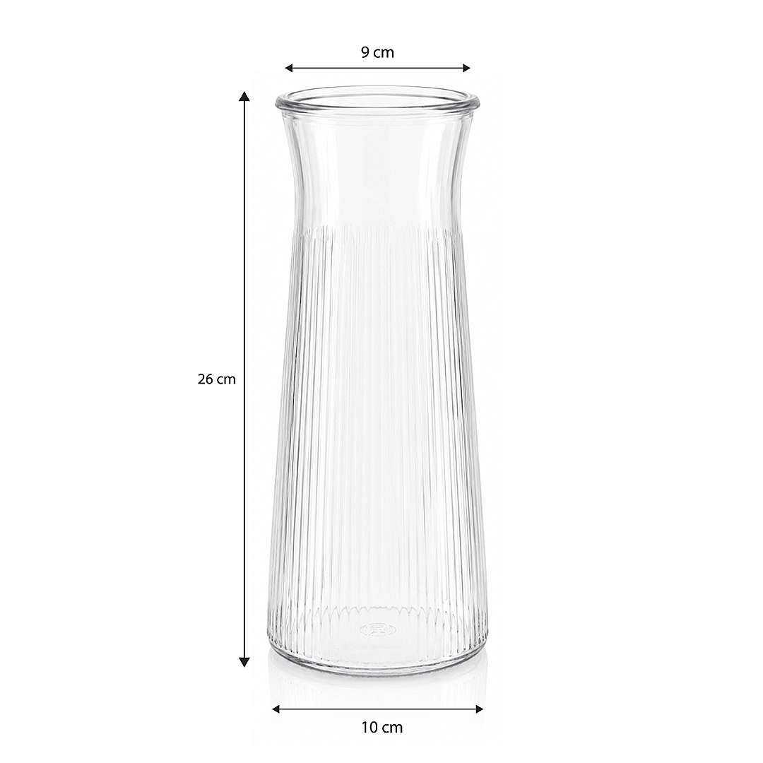 Dekoratif Cam Vazo - Modern Çizgili Şeffaf Çok Amaçlı Karaf 25 cm - 3
