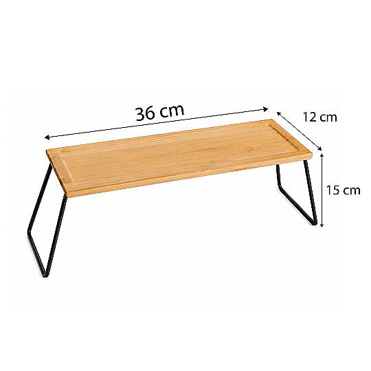 Dekoratif Metal & Bambu Raf Mutfak Banyo Düzenleyici Aksesuar Makyaj Parfüm Organizeri Stant 36x12cm - 3