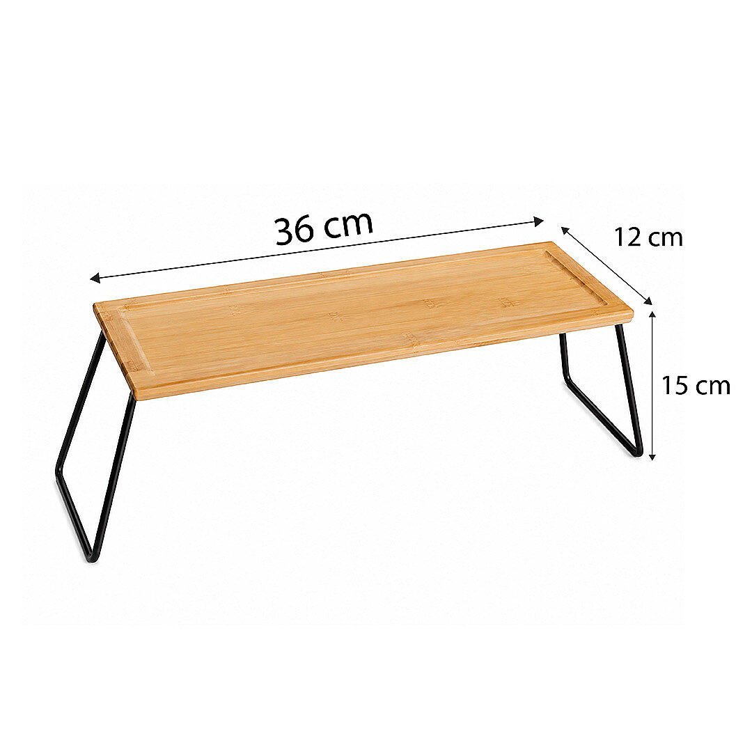 Dekoratif Metal & Bambu Raf Mutfak Banyo Düzenleyici Aksesuar Makyaj Parfüm Organizeri Stant 36x12cm - 3