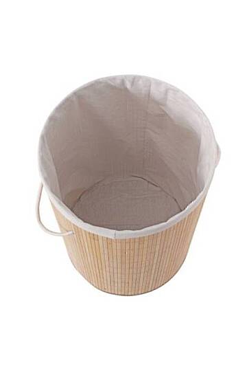Katlanabilir Naturel Bambu Kirli Çamaşır Sepeti – Oval Büyük Boy Banyo Çamaşır Sepeti - 2
