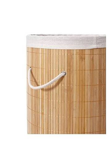 Katlanabilir Naturel Bambu Kirli Çamaşır Sepeti – Oval Büyük Boy Banyo Çamaşır Sepeti - 4