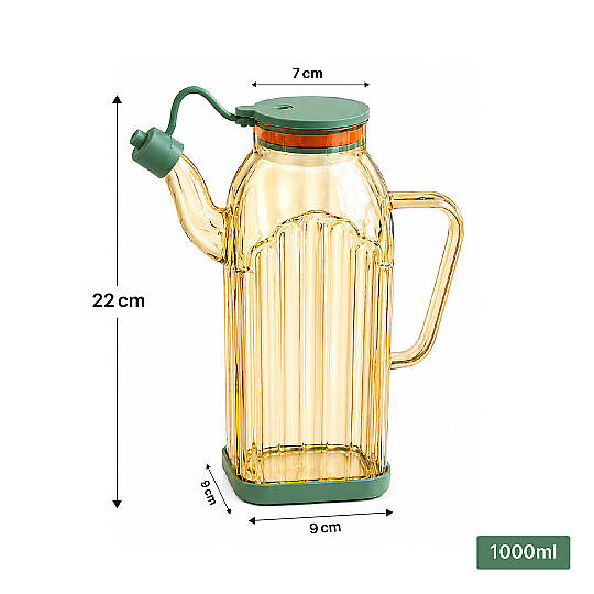 Sızdırmaz Borosilikat Cam Yağdanlık - Renkli Silikon Tabanlı Damlatmaz Yağlık Sosluk Sirkelik 1000ml - 3