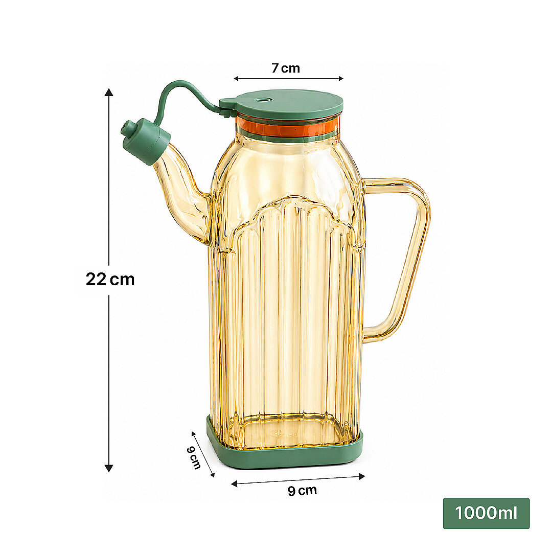 Sızdırmaz Borosilikat Cam Yağdanlık - Renkli Silikon Tabanlı Damlatmaz Yağlık Sosluk Sirkelik 1000ml - 3