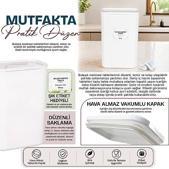 Vakum Kapaklı Bulaşık Makinesi Tableti Kutusu – Tablet Deterjan Saklama Kabı Mutfak Düzenleyici - 2